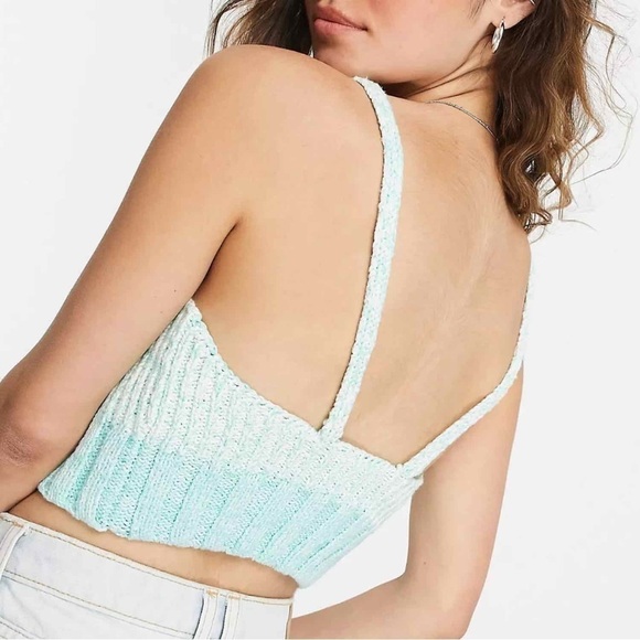 Free People Here All Day Brami Ribbed Crop Tank Ivory Combo Size XL - Picture 3 of 6